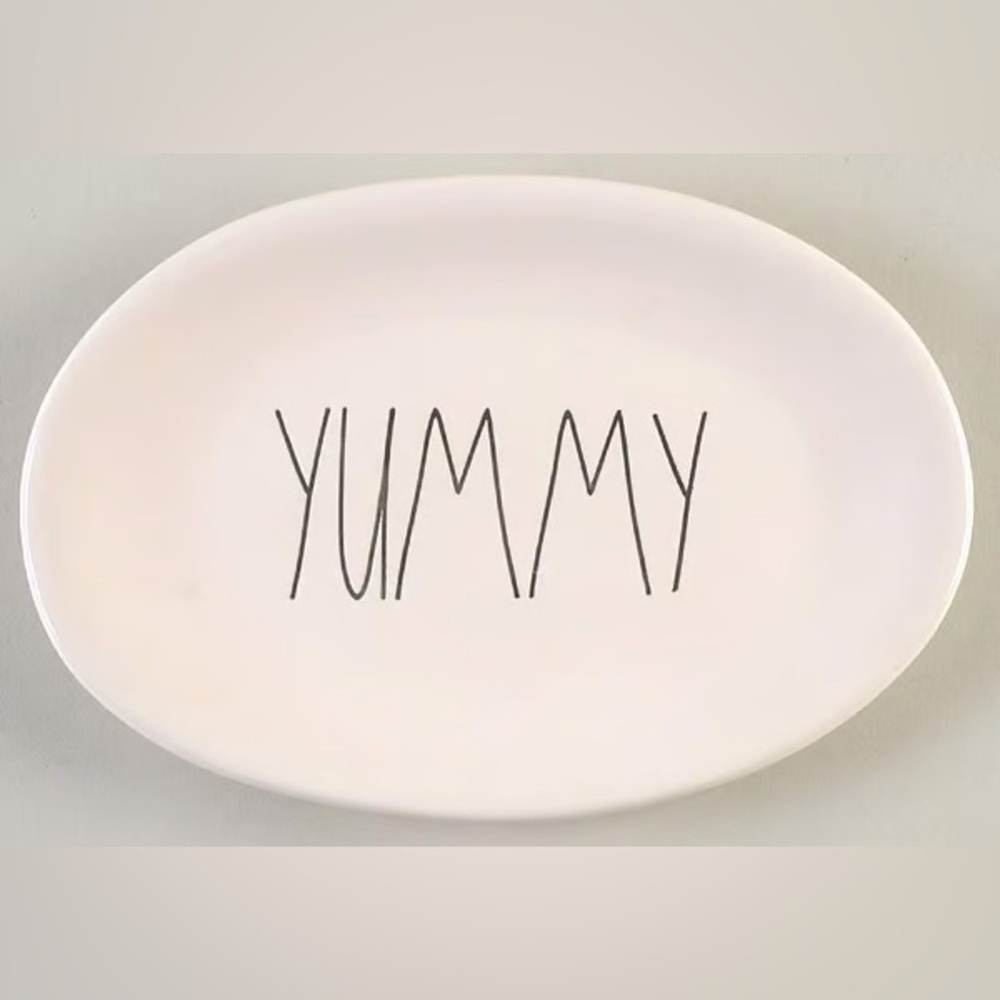 RAE DUNN by Magenta 8" Oval "YUMMY" Plate